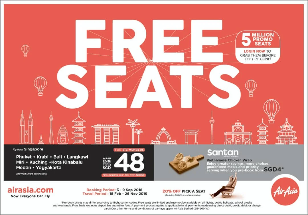 AirAsia Free Seats : 5 million promotional seats up for grabs!