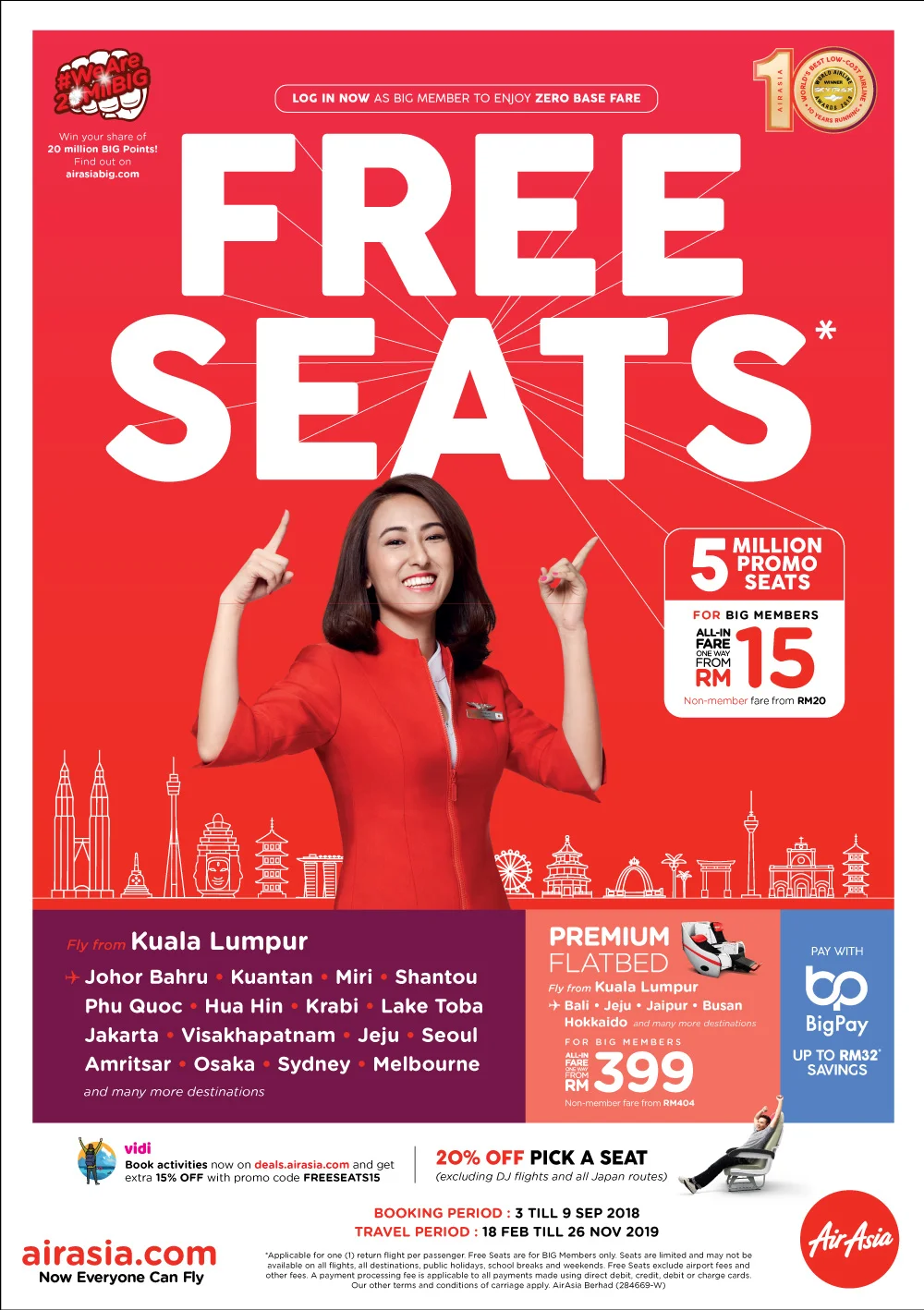 AirAsia Free Seats : 5 million promotional seats up for grabs!