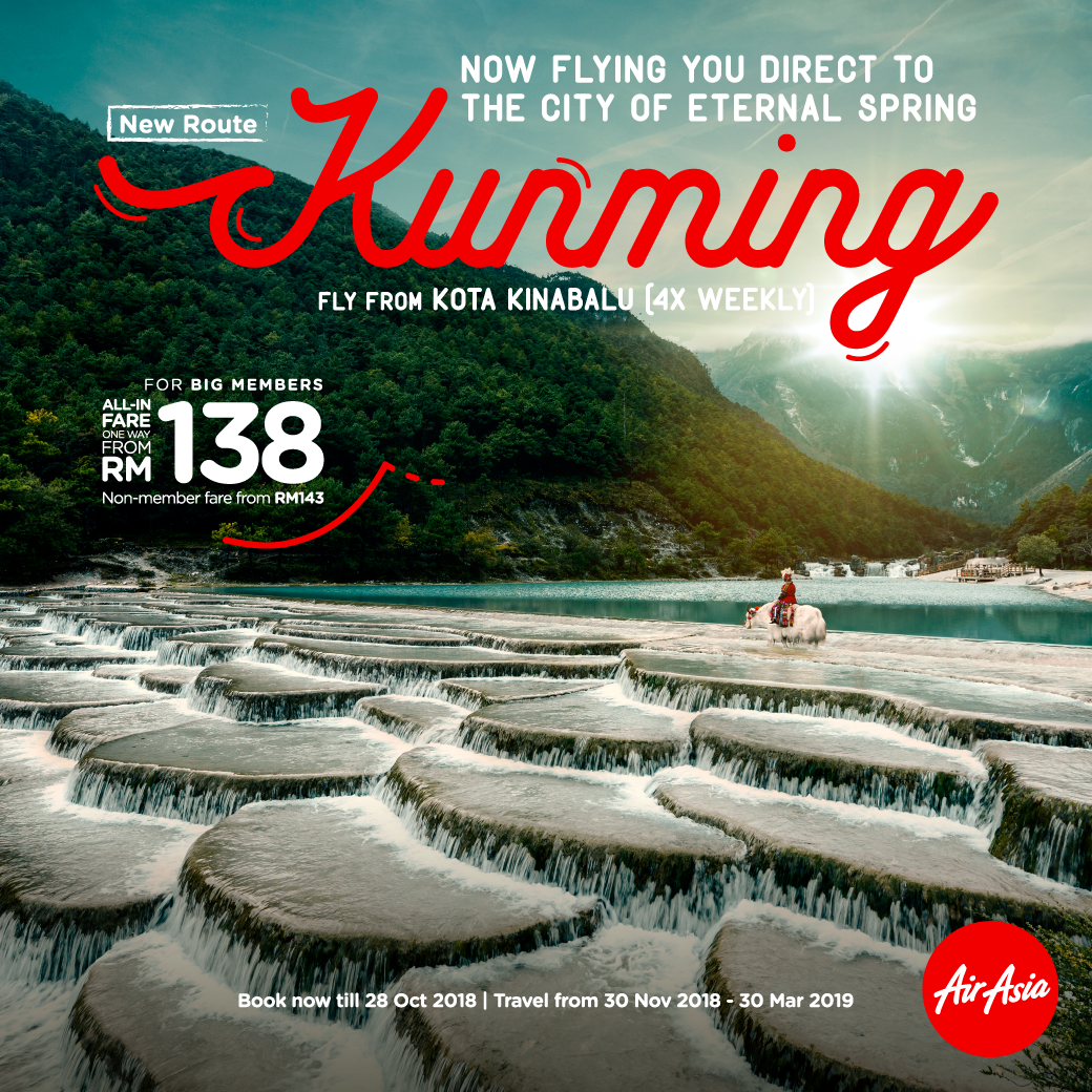 AirAsia menghubungkan Sabah ke barat daya China