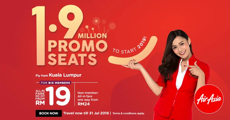 AirAsia welcomes 2019 with 1.9 million promo seats