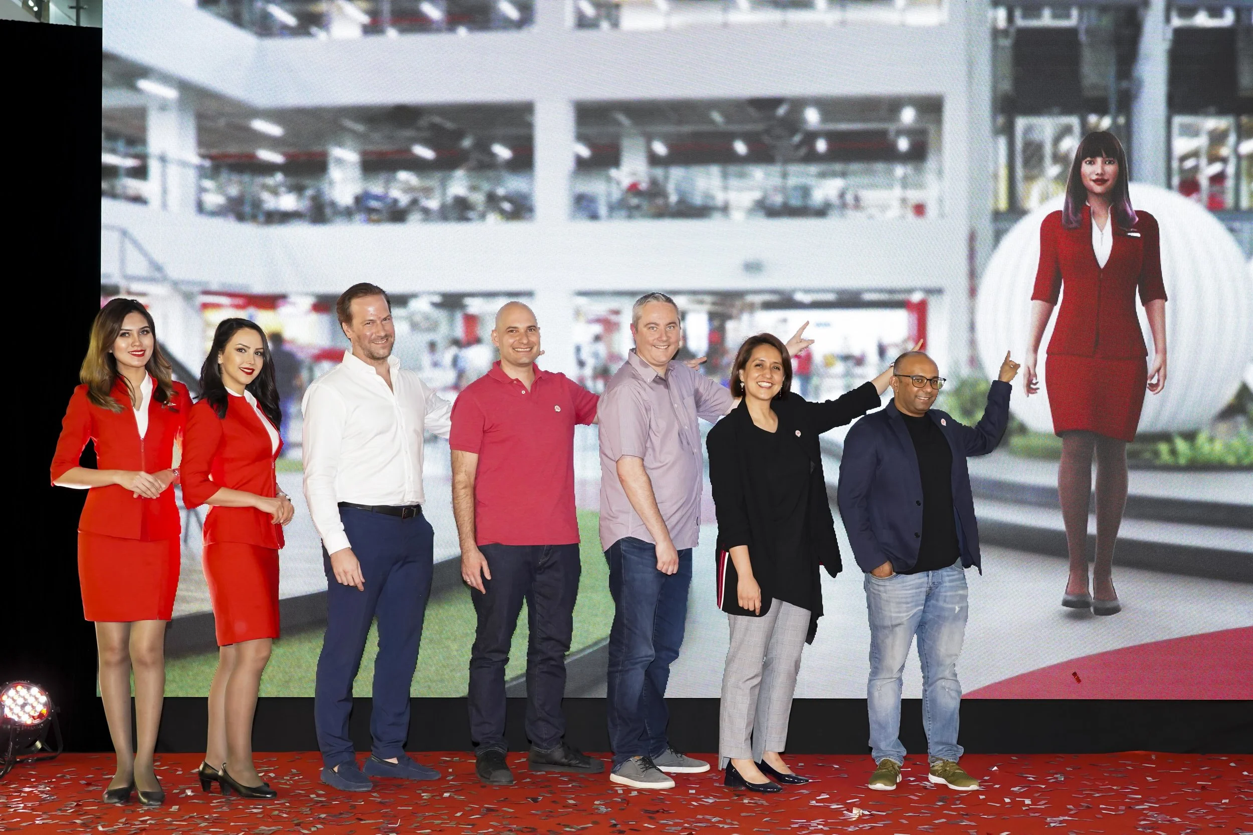 Photo Caption: (3rd from left) AirAsia Head of Innovation & Product Transformation Kenneth Andersson, AirAsia Group Head of Software Engineering Elias Vafiadis, AirAsia Chief Customer Happiness Officer Adam Geneave, AirAsia Deputy Group CEO (Digital, Transformation & Corporate Services) Aireen Omar and AirAsia Chief Product Officer Nikunj Shanti at the launch of AirAsia AVA chatbot and mobile application facelift.