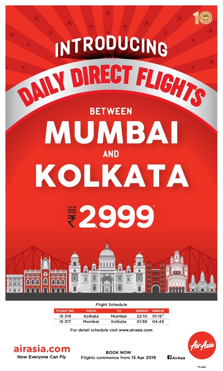 AirAsia India ramps up its operations in Mumbai, adds a new connection to Kolkata 