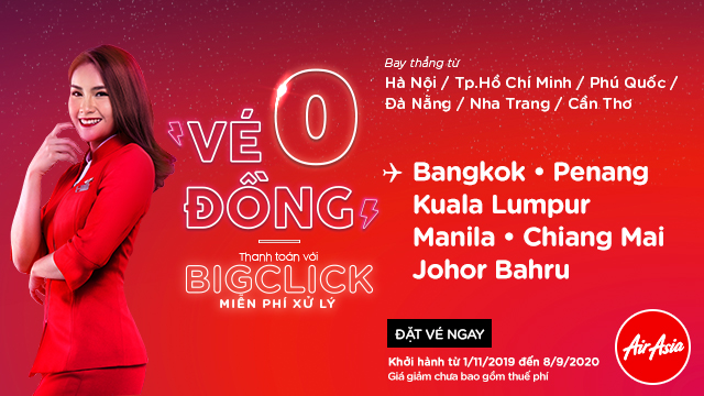 AirAsia tung 5 Triệu vé khuyến mãi 0 đồng