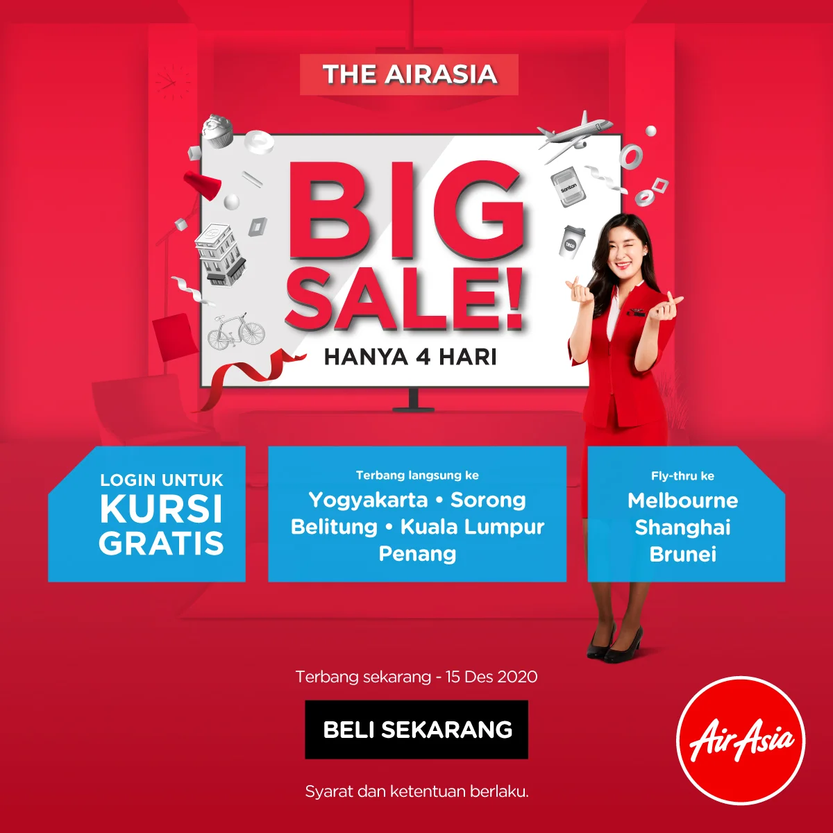 AirAsia rayakan enam ratus juta penumpang dengan promo Kursi Gratis