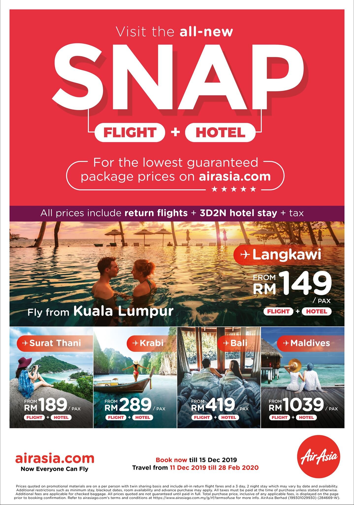 airasia.com tawar nilai terbaik untuk pakej penerbangan + hotel dengan SNAP