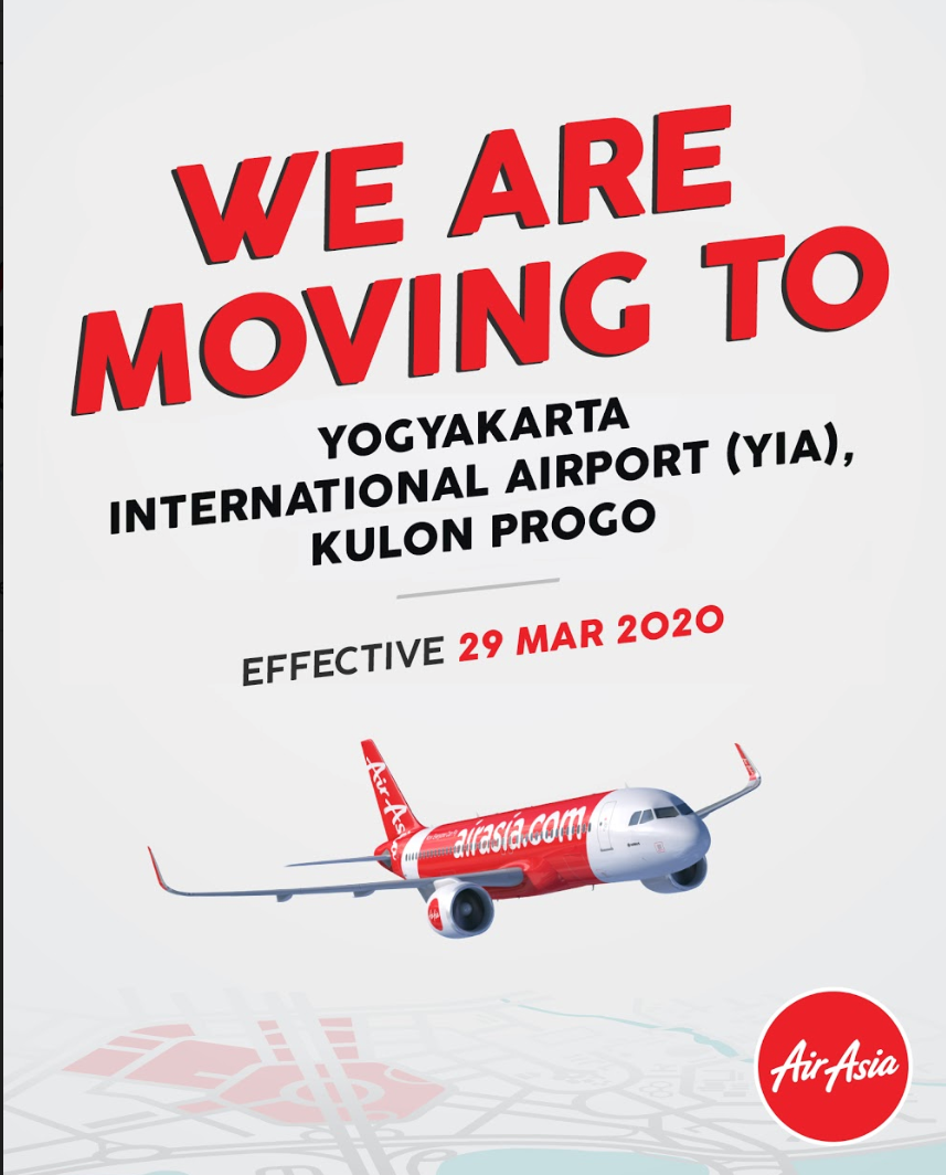 AirAsia to move its operations in Yogyakarta to Yogyakarta International Airport, Kulon Progo starting 29 March 2020