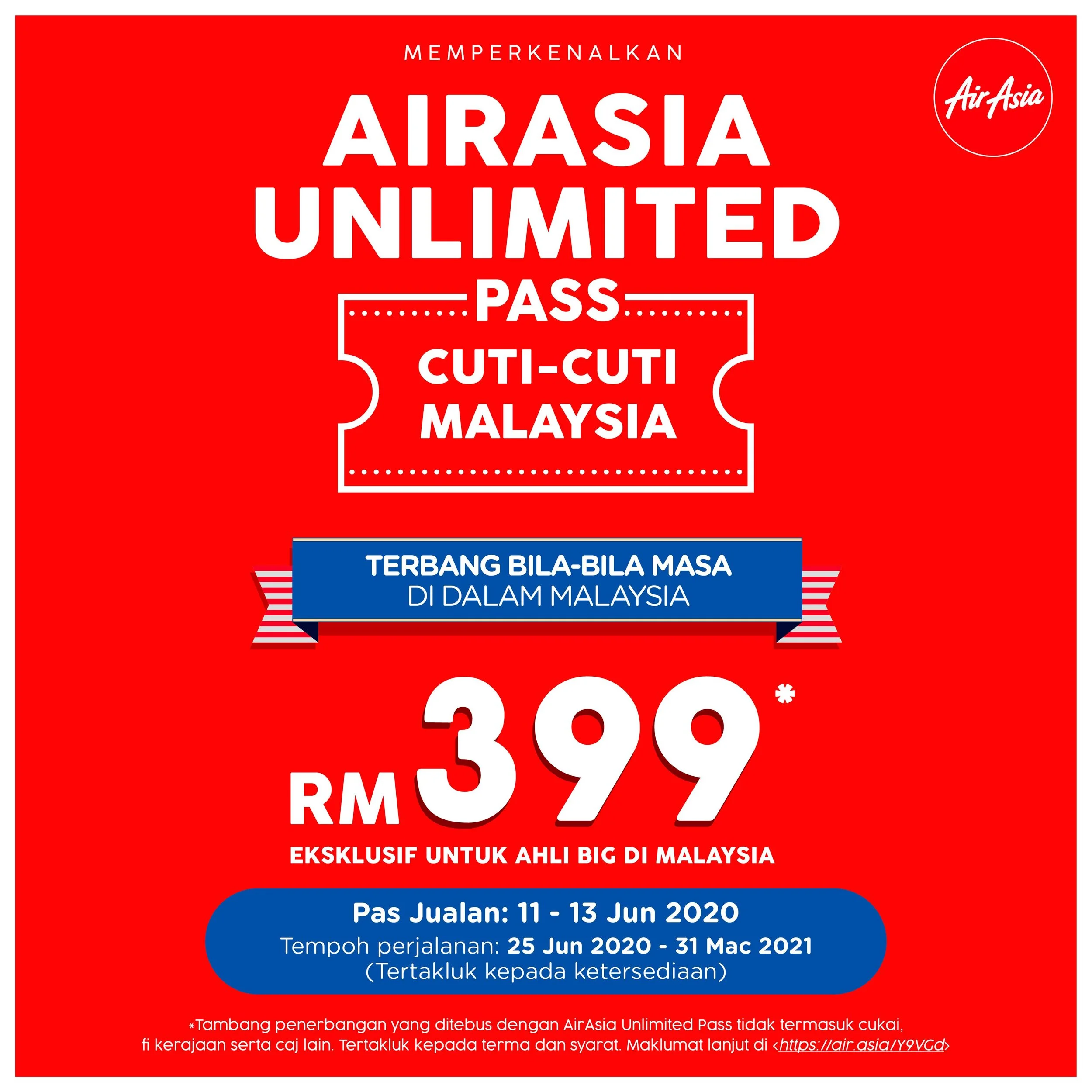 AirAsia lancar Pas Tanpa Had Baharu untuk memacu pelancongan domestik
