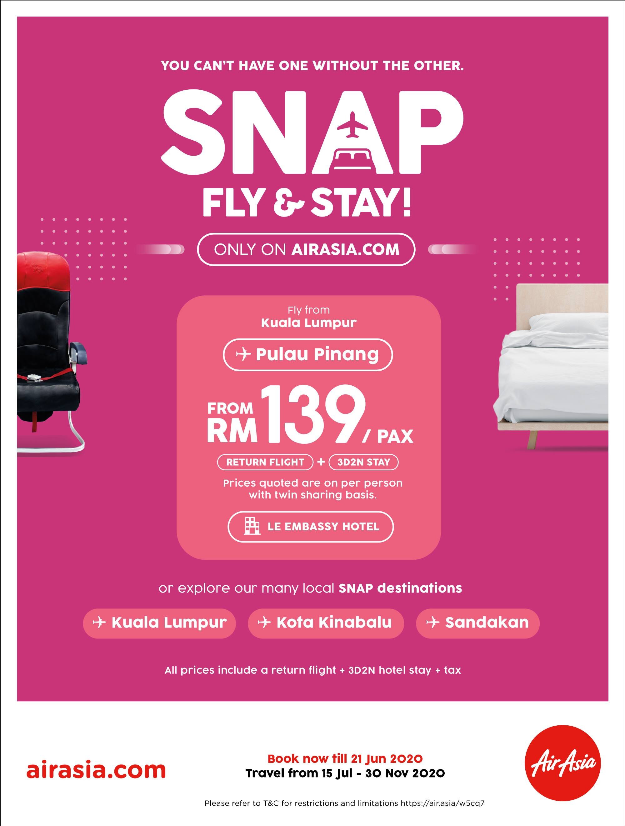 AirAsia partners with local hotels to offer  flight + hotel combo on SNAP