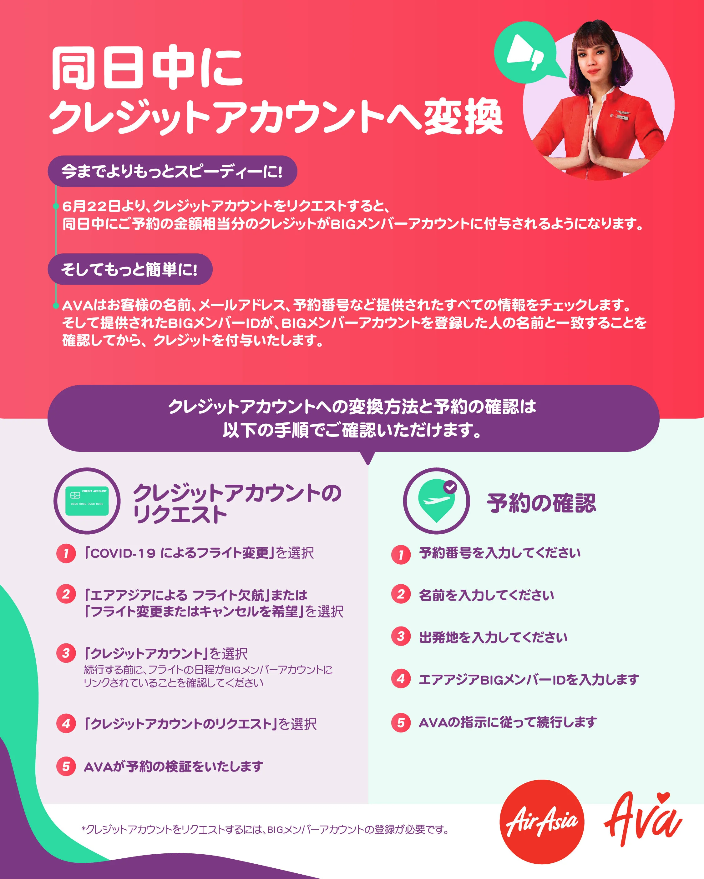 同日中にクレジットアカウントへ変換