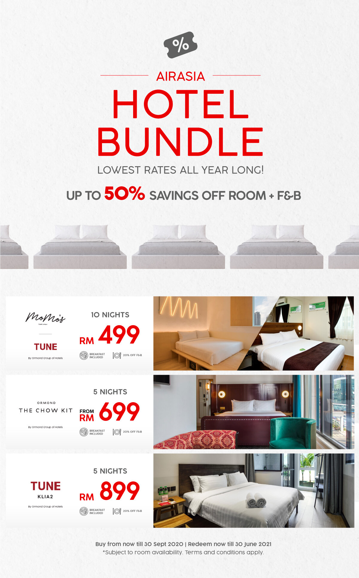 AirAsia Hotel Bundle Deals tawar diskaun sehingga 50% untuk hotel terpilih