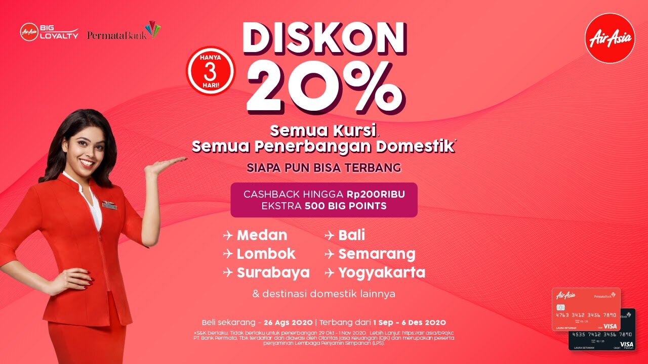 AirAsia tawarkan terbang domestik lebih hemat dengan diskon 20 persen, termasuk di 4 rute baru