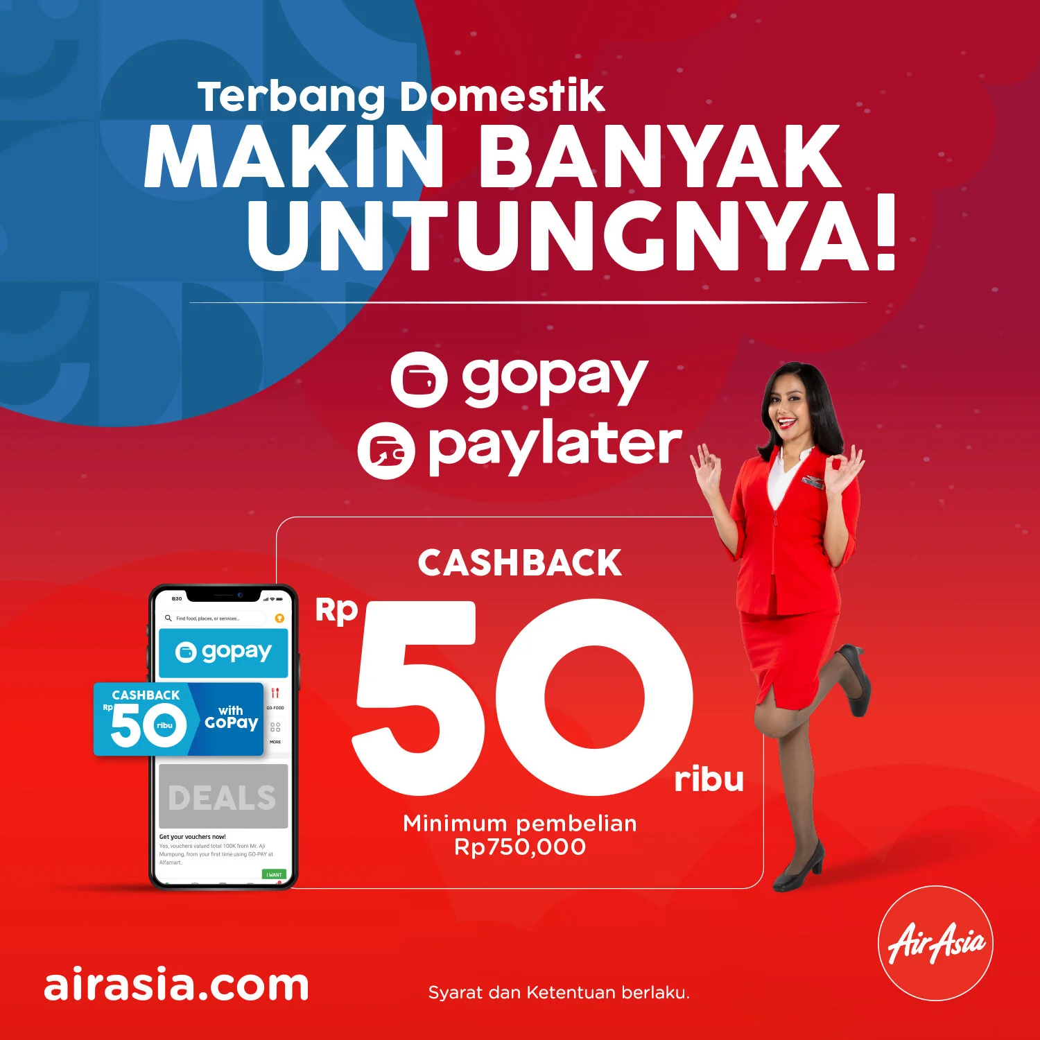 Terbang Makin Hemat Bersama AirAsia dengan Cashback GoPay 
