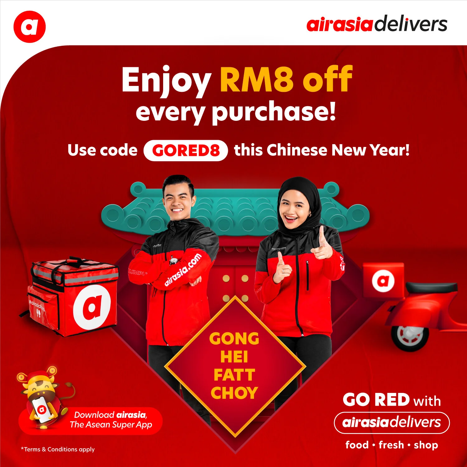 Sambutan Tahun Baharu Cina dimeriahkan dengan kod promosi RM8 oleh airasia super app