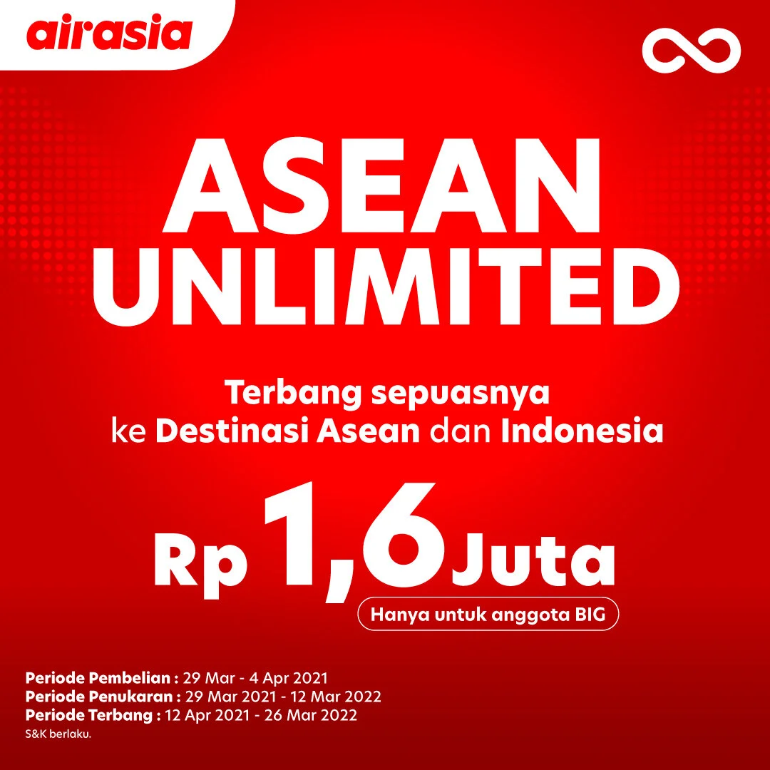 Terbang sepuasnya ke destinasi Asean dan Indonesia  selama setahun dengan Asean Unlimited