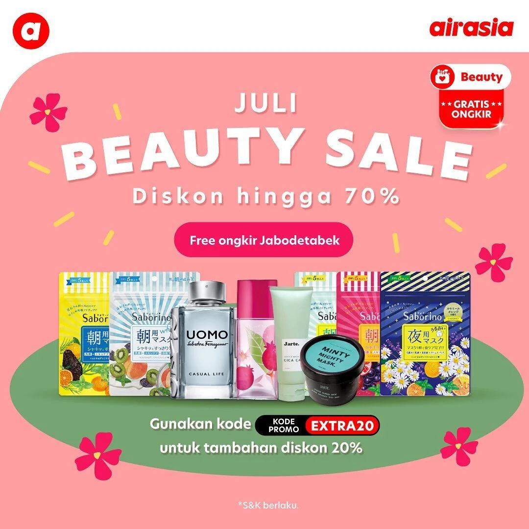 airasia beauty adakan Mid-Year Beauty Sale, tawarkan diskon hingga 70% + 20% dan gratis ongkir