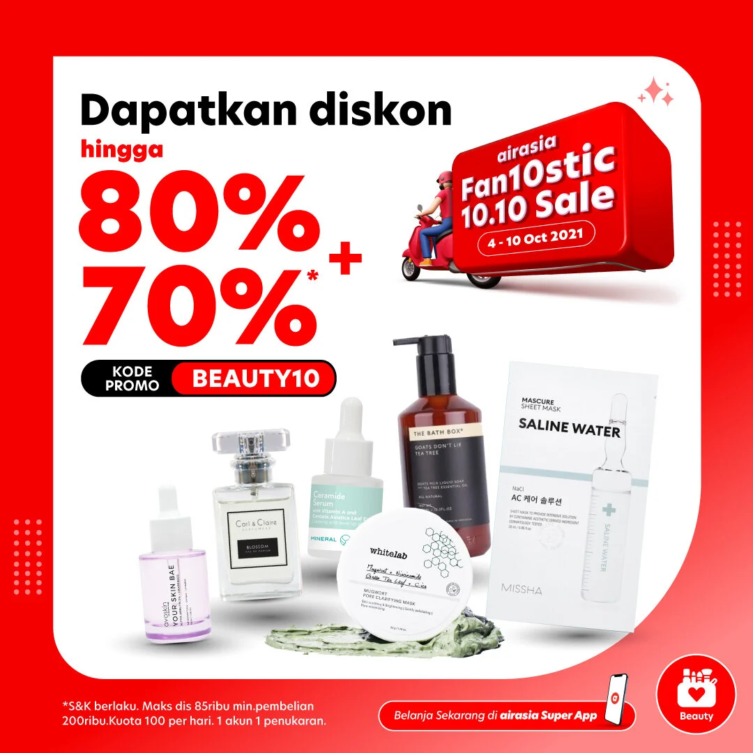 airasia beauty adakan Fan10stic 10.10 Sale, tawarkan diskon hingga 80% + 70%
