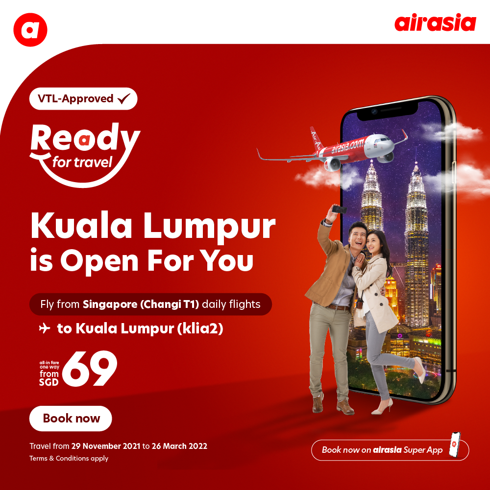 AirAsia offers amazing deals as Singapore &amp; Malaysia jointly start Vaccinated Travel Lane 