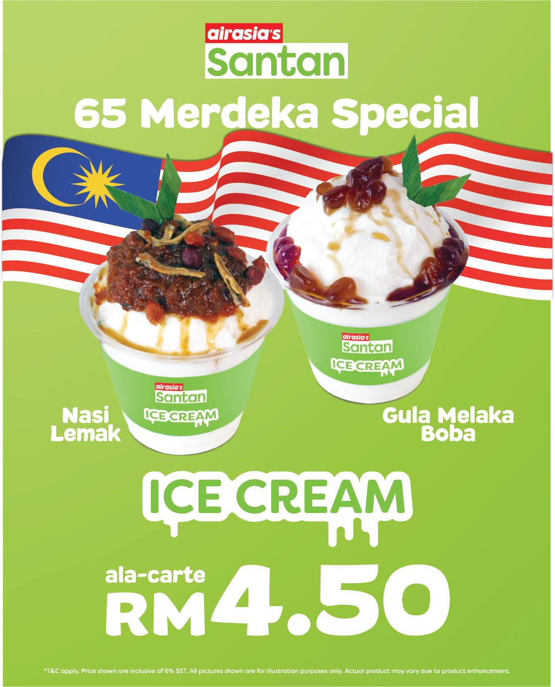airasia’s Santan kembali meriahkan sambutan Merdeka dengan aiskrim Nasi Lemak, perkenal perisa Boba Gula Melaka baharu