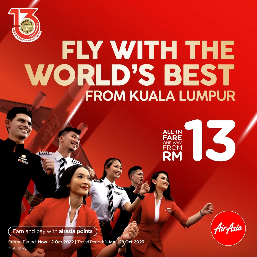 AirAsia launches flights from RM13* to celebrate 13 years as the World’s Best Low Cost Airline