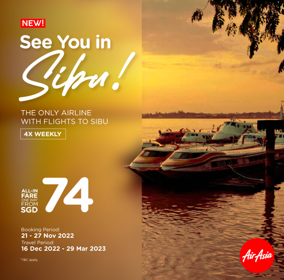 AirAsia launches first direct route to Sibu from Singapore, starting fares as low as SGD74 all-in 