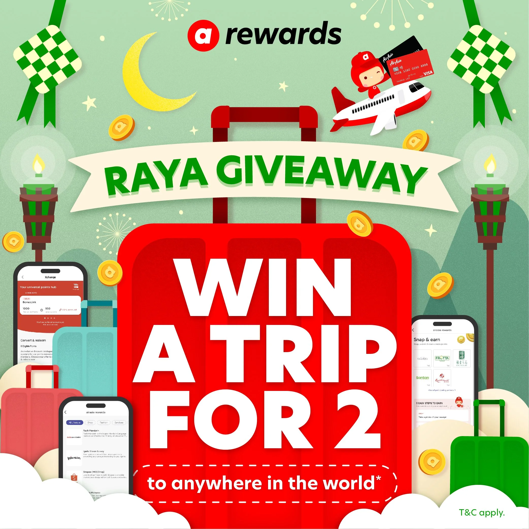 Earn extra points on airasia rewards this Hari Raya Aidilfitri and win a pair of AirAsia flights!