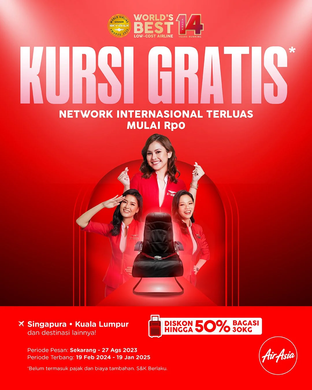 AirAsia Kursi Gratis Diperpanjang Hingga Tahun 2025, Catat Tanggal Pemesanannya!