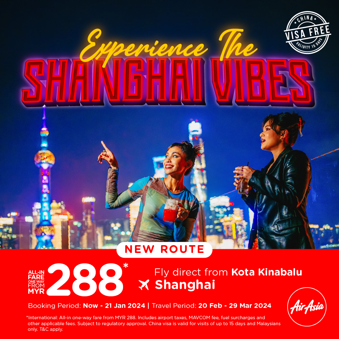 AirAsia expands Kota Kinabalu hub with new direct route to Shanghai