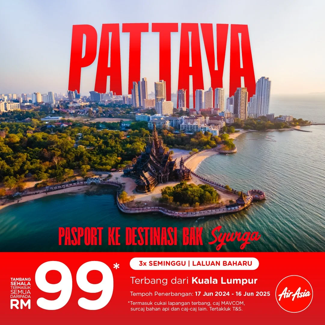 AirAsia lancar laluan kesembilan ke Thailand dengan penyambungan semula penerbangan Kuala Lumpur-Pattaya