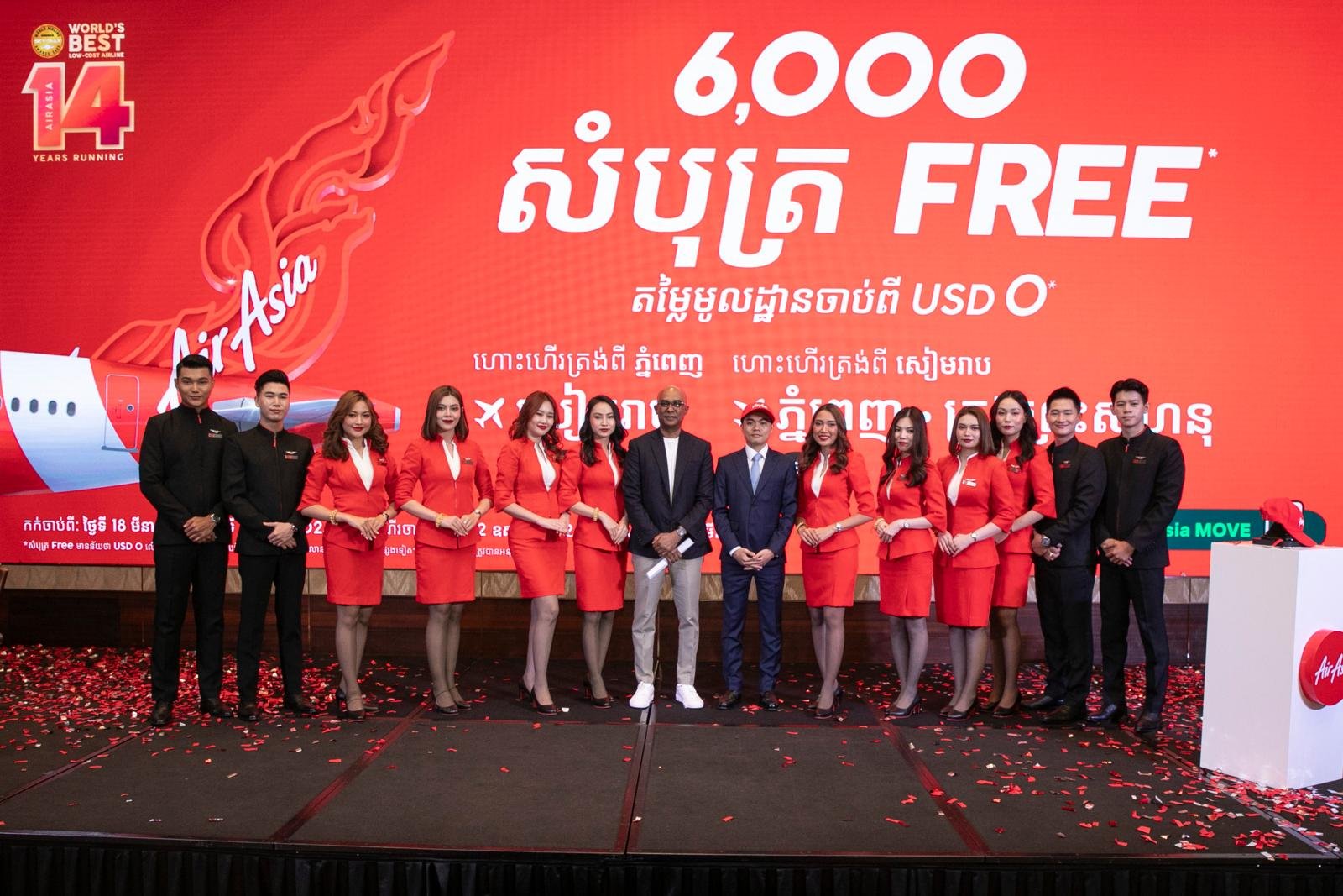  Photo Caption: (Seventh from the left) - Bo Lingam, Group CEO of AirAsia Aviation Group, and Vissoth Nam, AirAsia Cambodia CEO, at the AirAsia Cambodia Press Conference at Hyatt Regency, Phnom Penh 