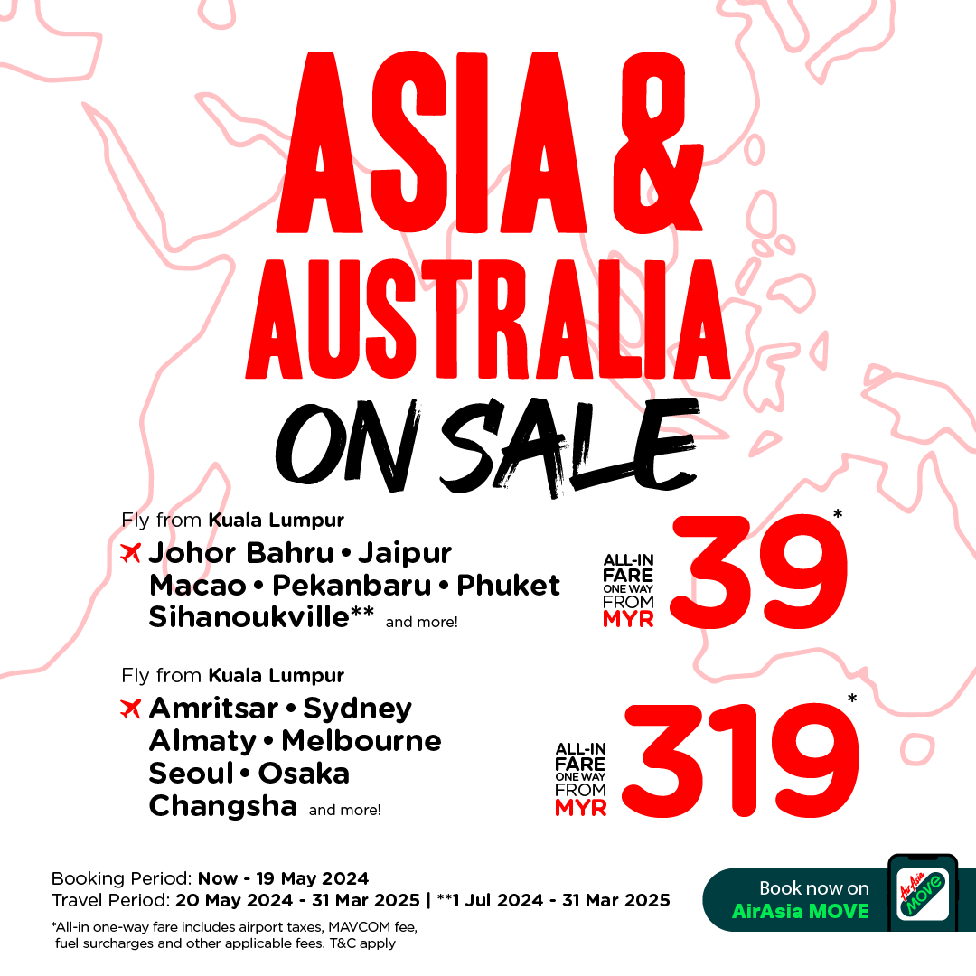 Explore Asean, Australia and beyond from just RM39* with AirAsia 