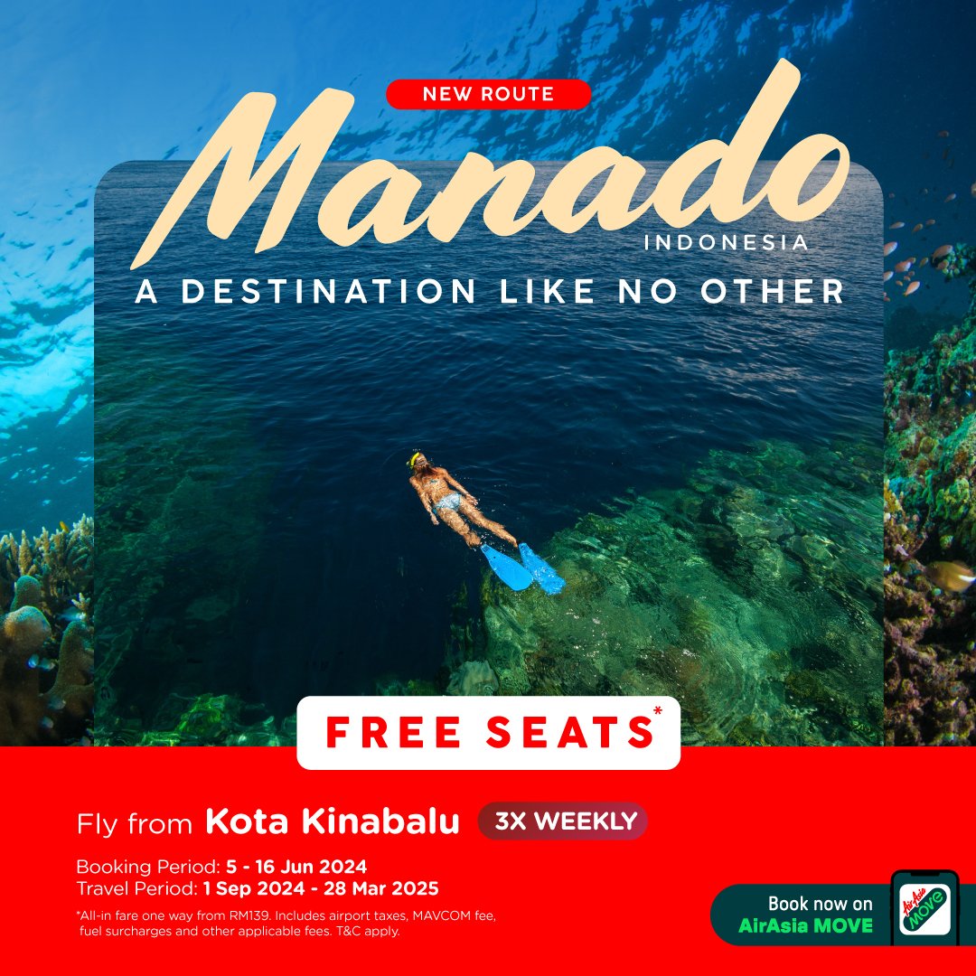 AirAsia widens connectivity from Kota Kinabalu with new direct route to Manado in North Sulawesi