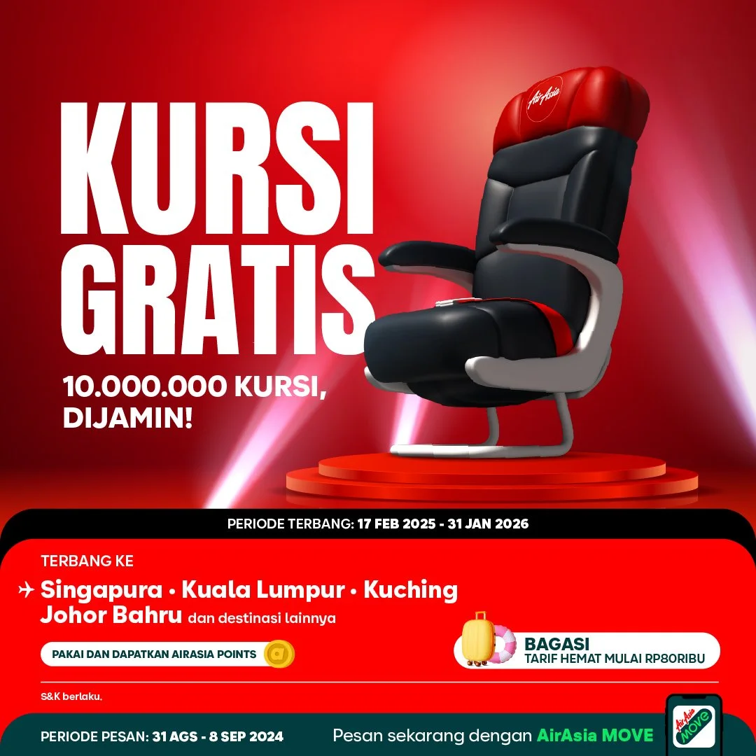 Indonesia AirAsia Tawarkan Kesempatan Terbang dengan Promo Kursi Gratis ke Destinasi Internasional Favorit