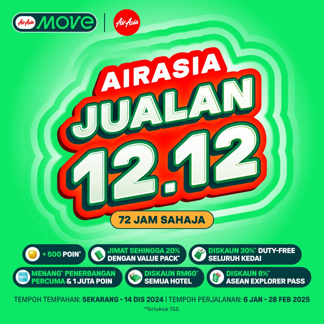 Tahun Baru, Perjalanan Baru! Rancang Pengembaraan 2025 Anda dengan Jualan 12.12 AirAsia!