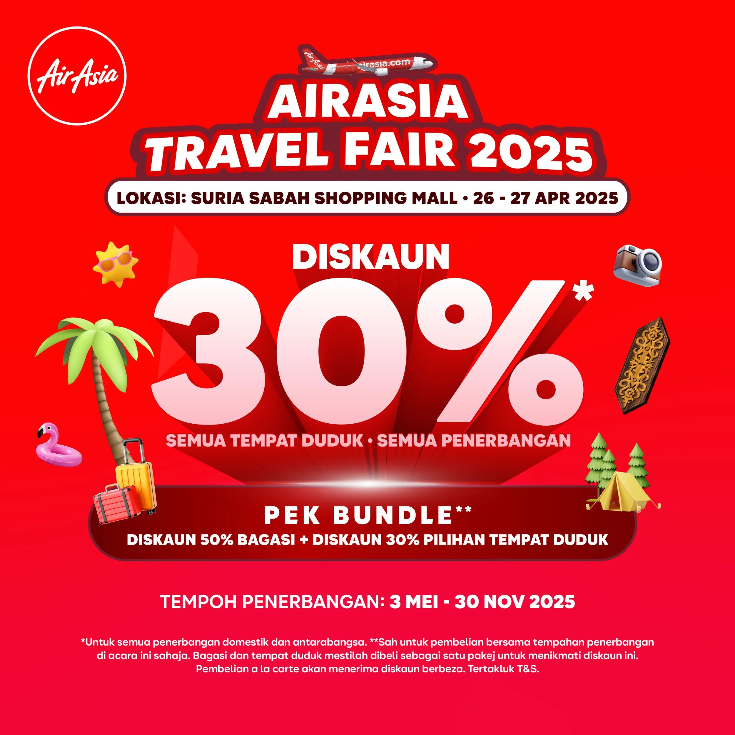 AirAsia Travel Fair di Kota Kinabalu bakal merancakkan permintaan pelancongan ke Sabah