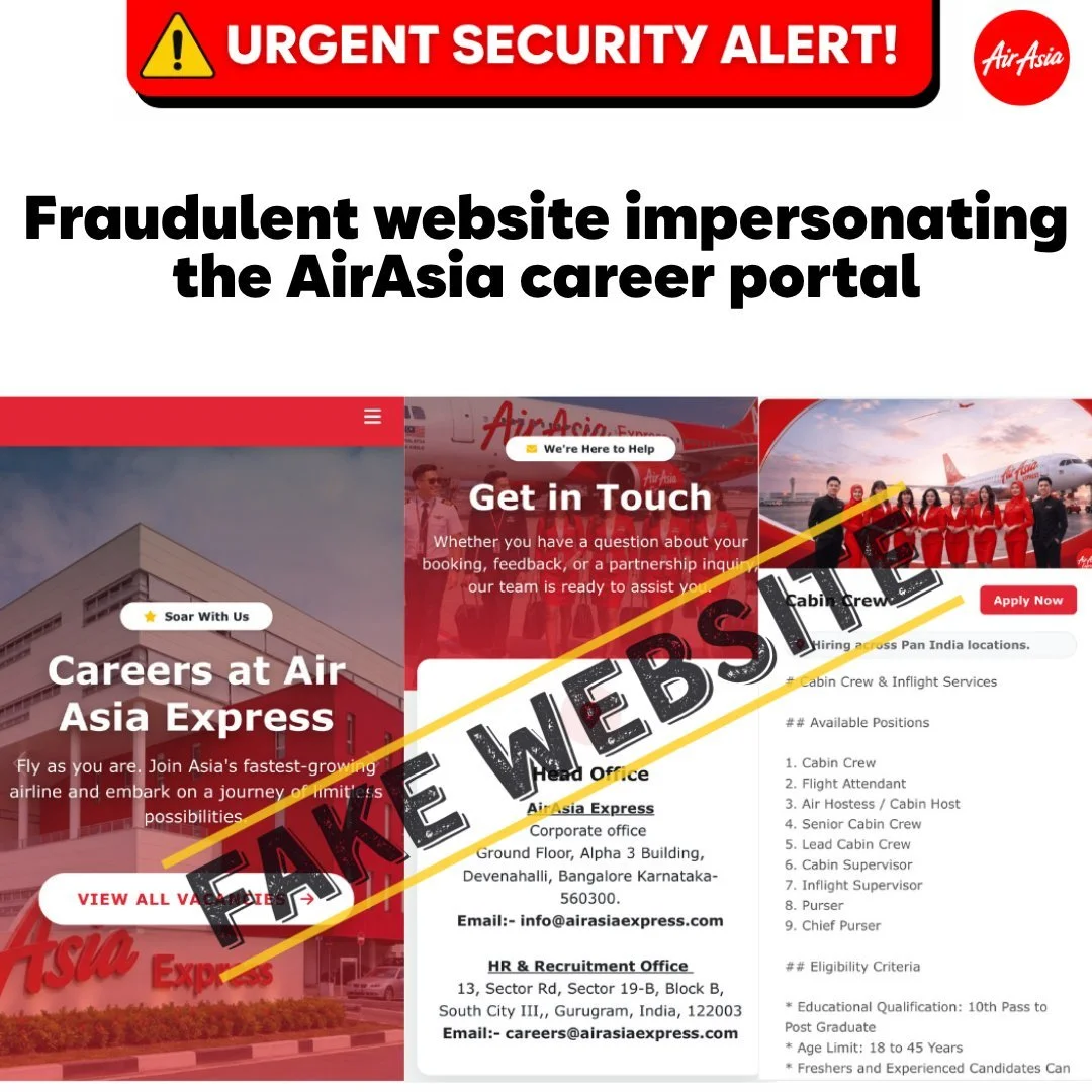 Fraudulent career website impersonating AirAsia