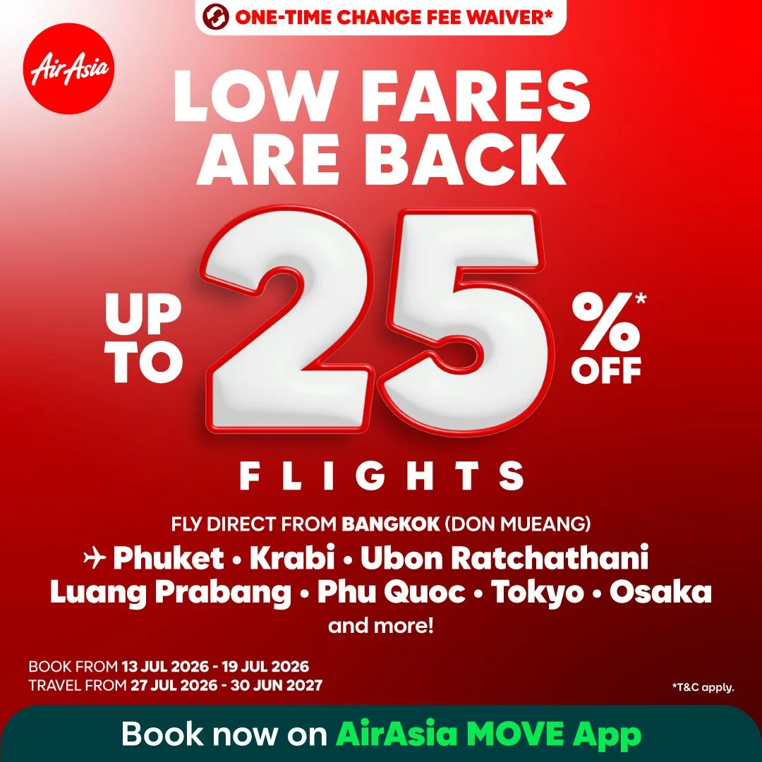 Ready, Set, Fly! AirAsia Slashes Fares by Up to 25% Across Domestic and International Routes — Plus 1 Free Flight Change! 