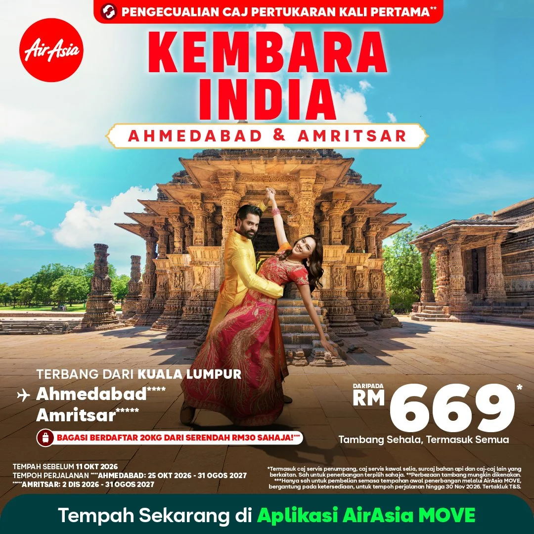 AirAsia tawar tambang promosi istimewa sempena kembalinya penerbangan ke Ahmedabad dan Amritsar
