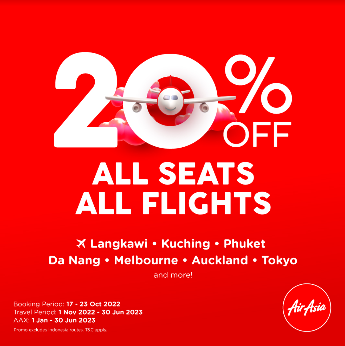 AirAsia offers 20%* off on all seats and all flights to select ...