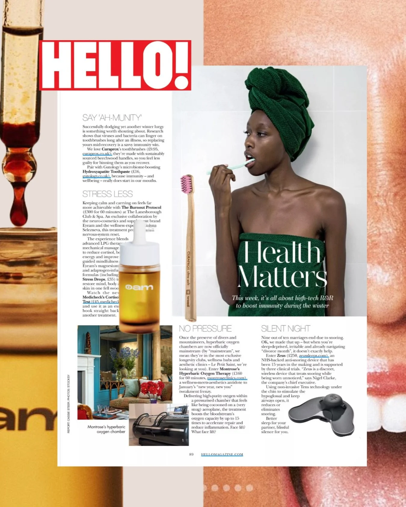 We are delighted to share @eyeam&rsquo;s recent feature in @hellomag 💚

Featuring a lovely mention of their Burnout Protocol in partnership with @dr_galyna at @lanesboroughclubspa, plus a product spotlight on the much-loved No Stress Drops.

Huge th