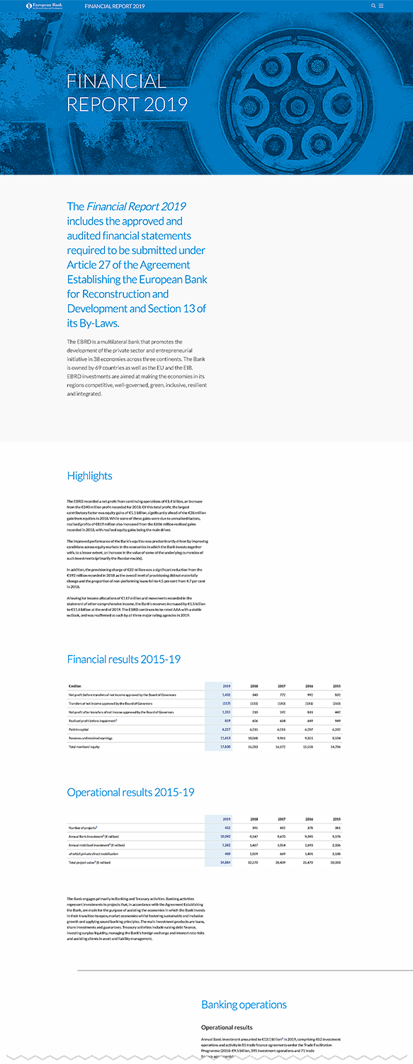 On2Design: web design and corporate brandingEBRD Financial report page layout and information flow