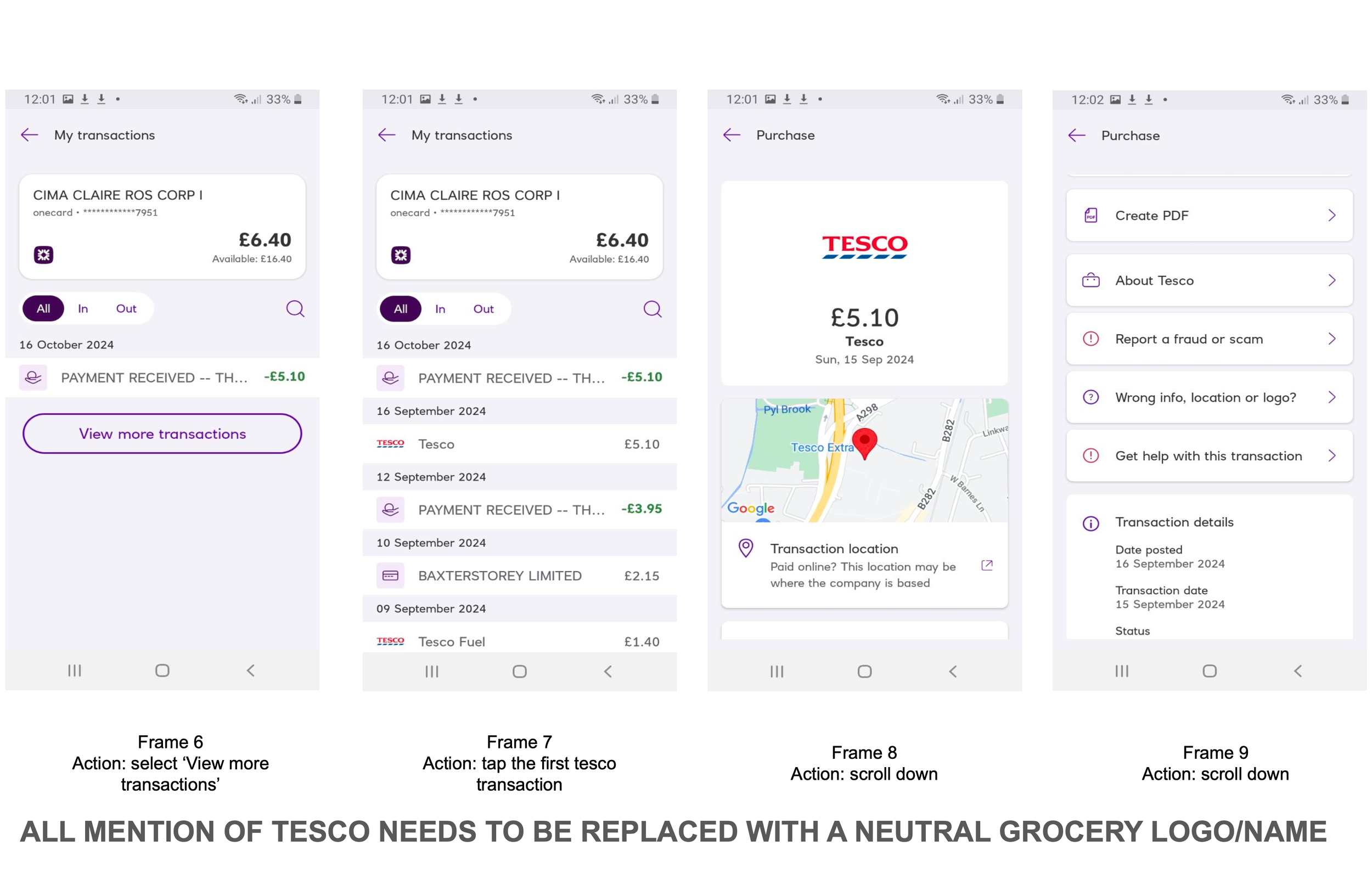 Screenshots of a mobile banking app on a smartphone, showing the home screen, face ID recognition, account details, transactions, and navigation options for managing credit cards.