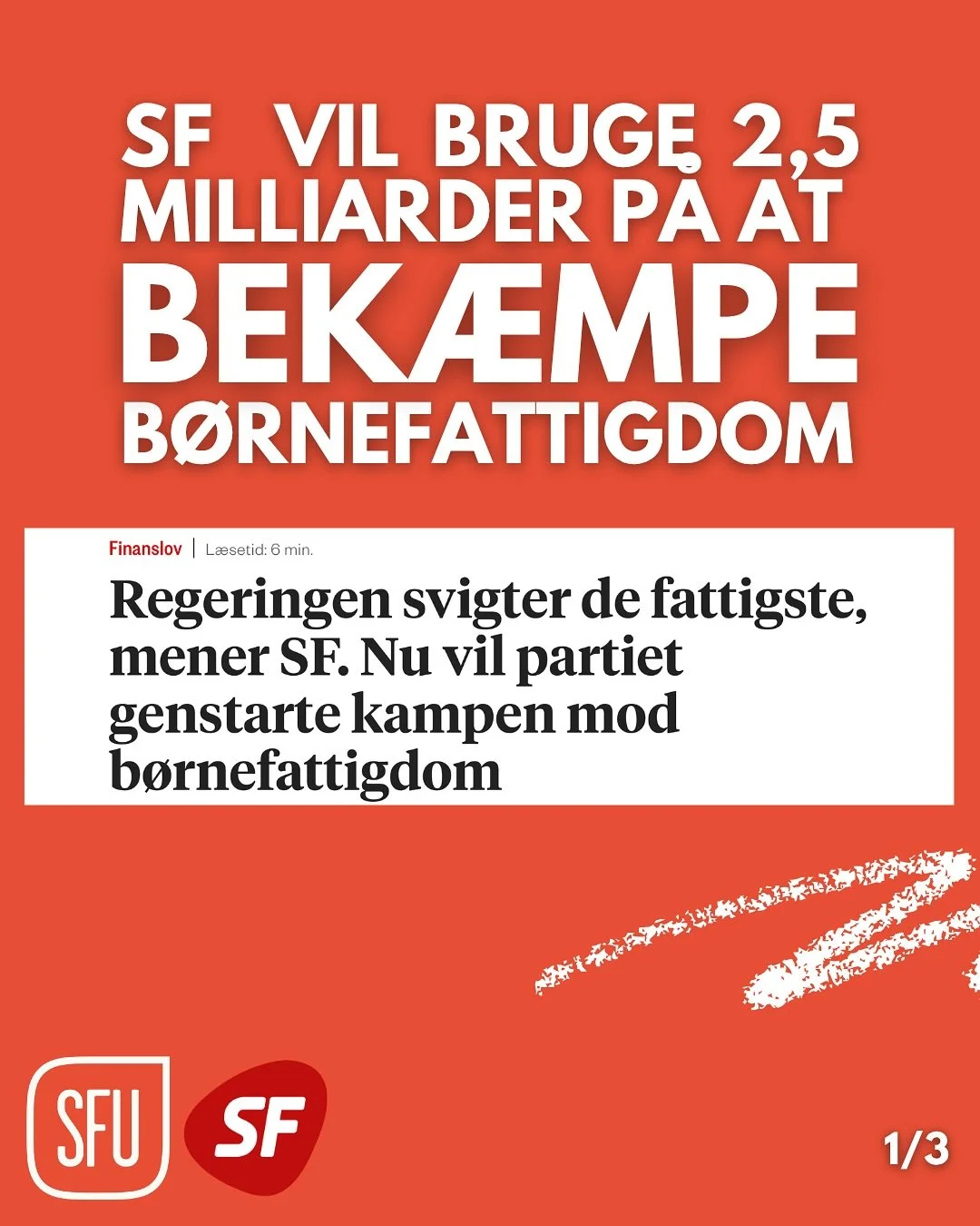 Alle b&oslash;rn fortjener en fair start!!
Derfor vil SF og SFU bek&aelig;mpe b&oslash;rnefattigdom 💖💖