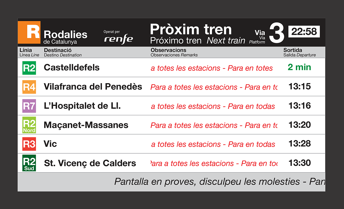  Pantalla informativa de Rodalies de Catalunya 