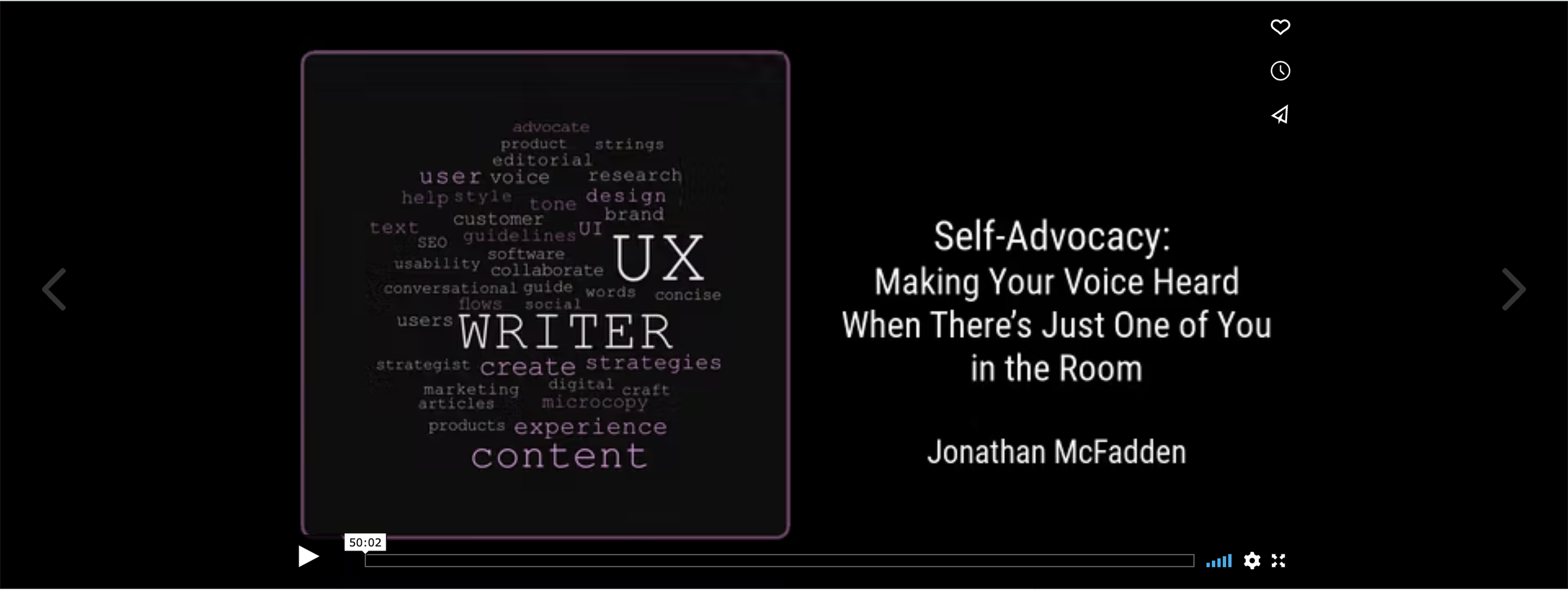 UX Writer Conference: Self-Advocacy: Making your voice heard when there's just one of you in the room
