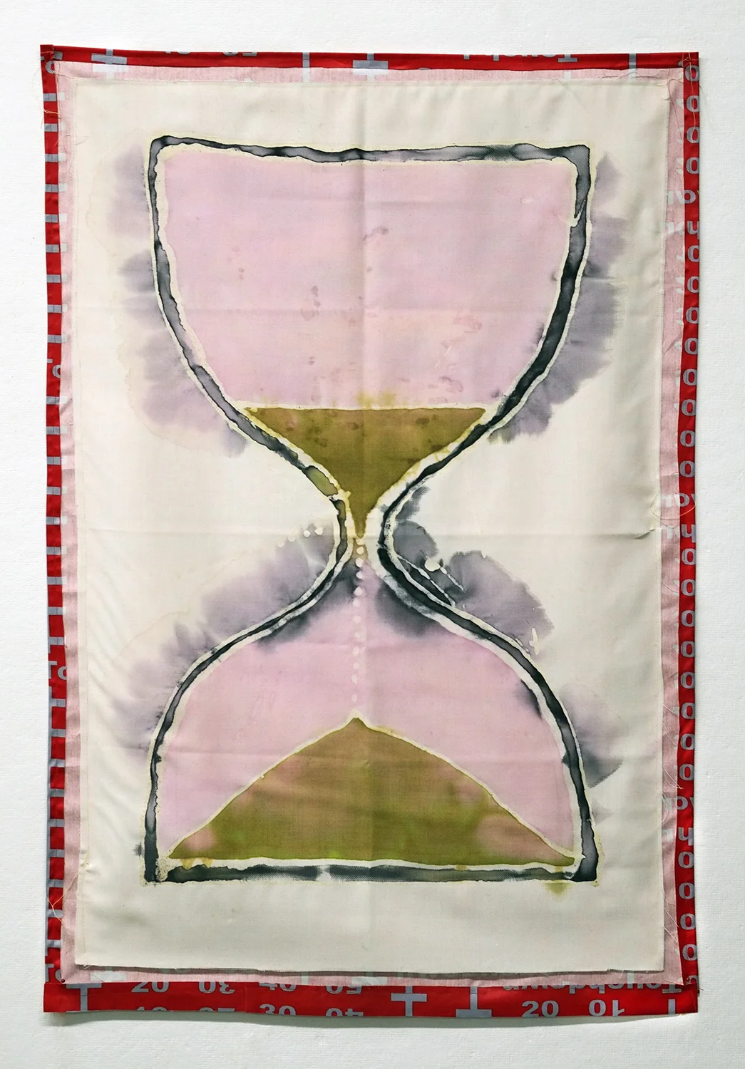 Touch Down dye, linen, printed fabric, thread 27x41 2016