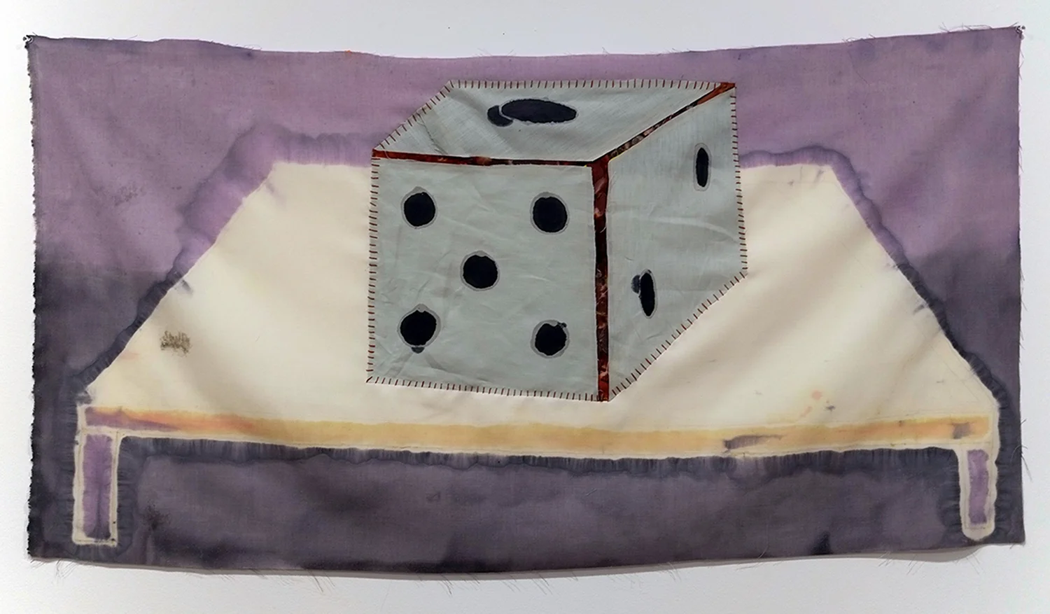 Play it as it Lays dye, linen, cotton, thread 54x30" 2015