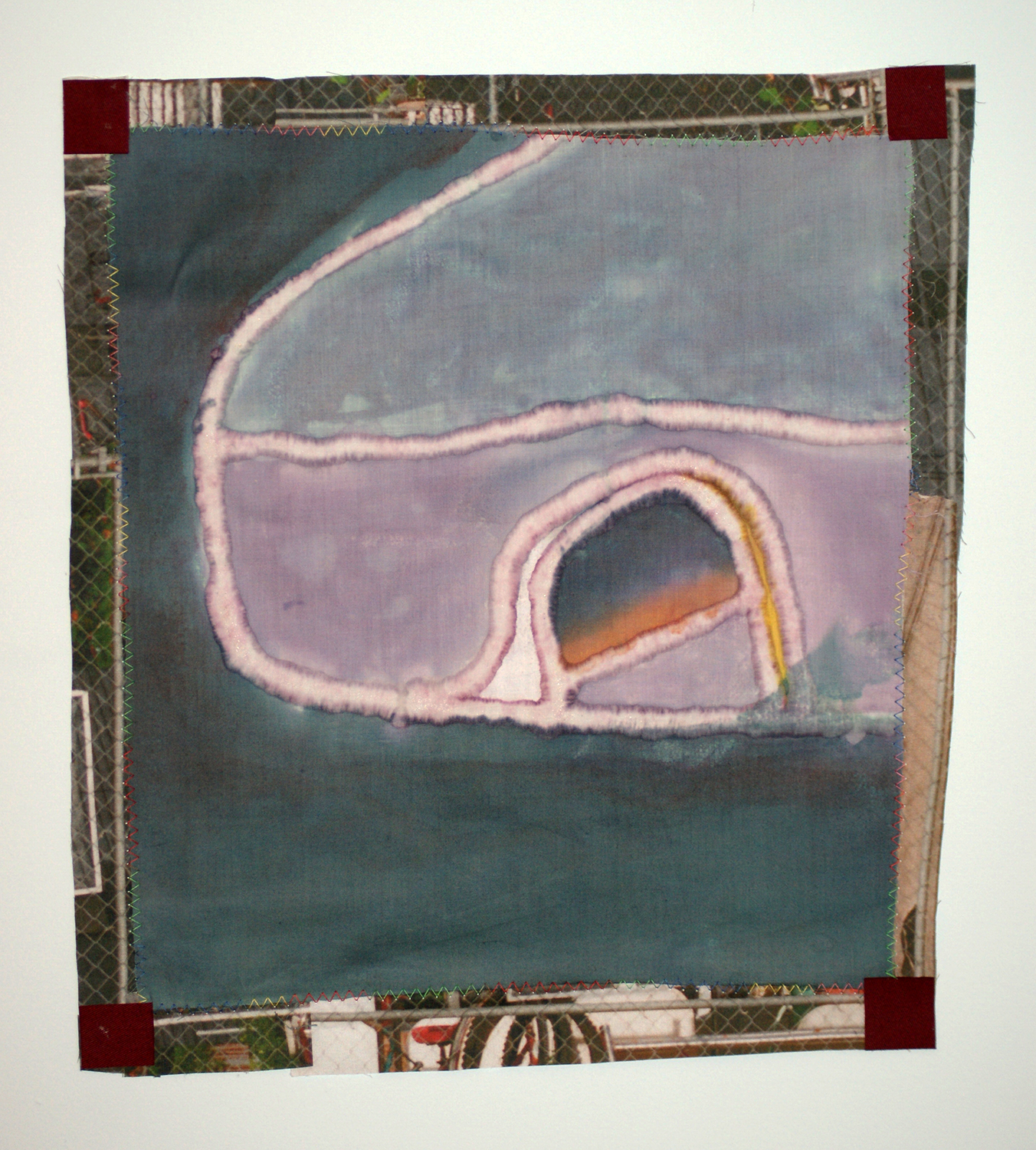  Passenger Side Sunset  dye, linen, photograph, printed on cotton, thread  13.5x11"  2016    