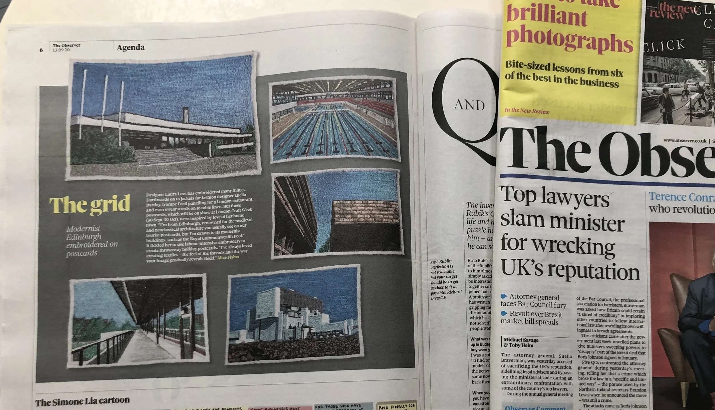 The Observer - Modernist Embroidered Postards