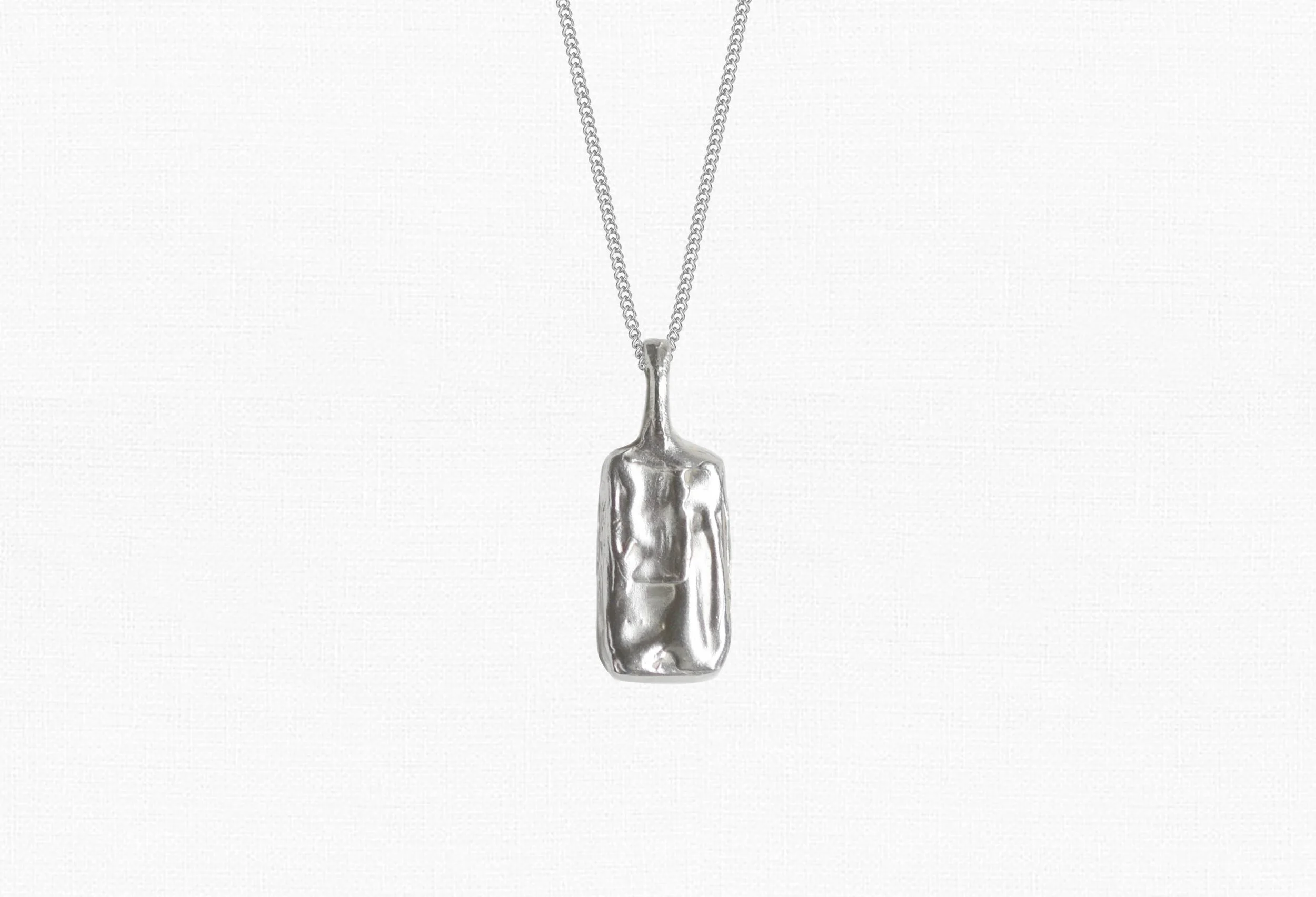 Tag shaped molten necklace on white background