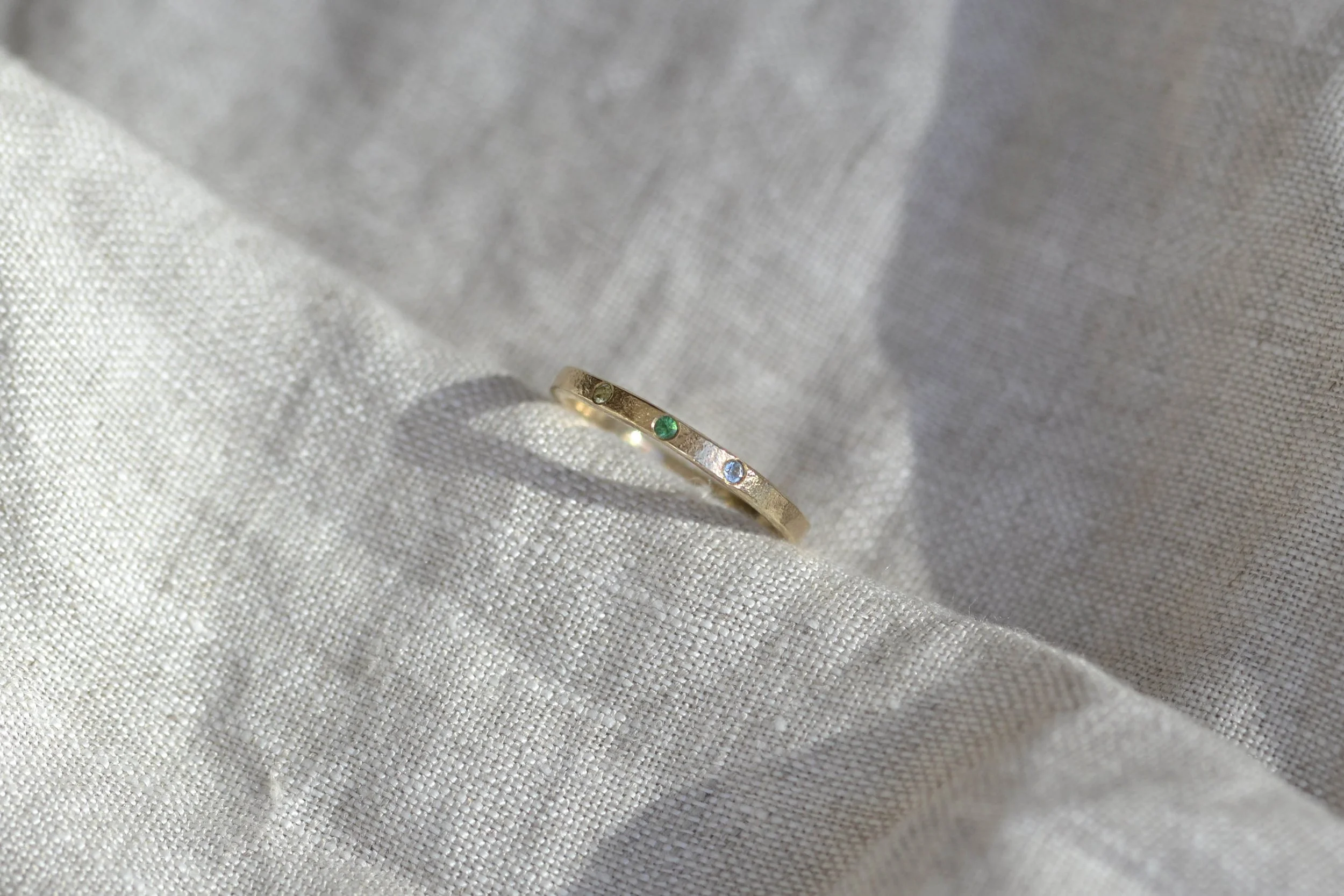 Recycled 9ct Gold Textured Gemstone Ring